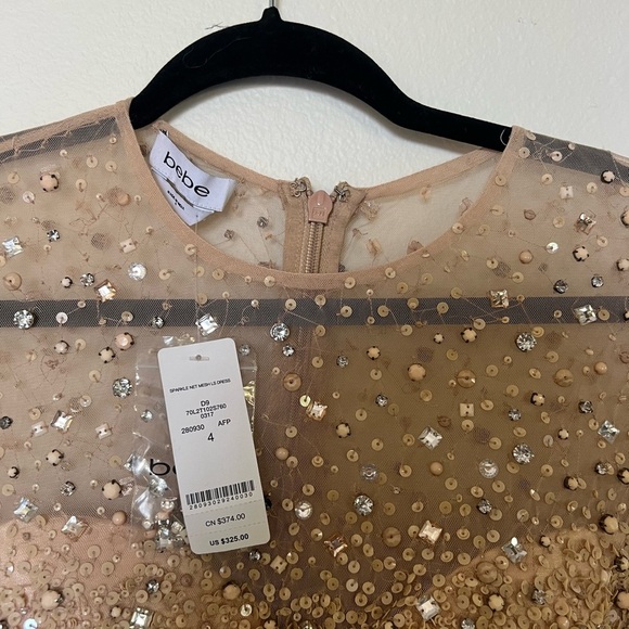 Vintage Bebe Sequin Mesh Mini Dress (NWT) - Picture 3 of 5